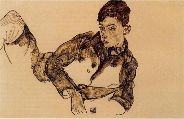 Reclining Boy Leaning On His Elbow Egon Schiele Wikiart Org