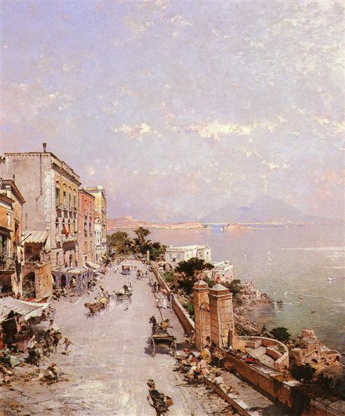 Una vista de Posilippo, Nápoles - Franz Unterberger Richard