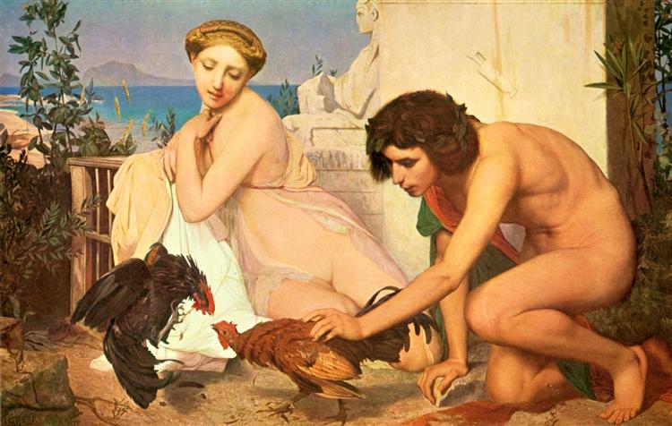 Fomento de jóvenes griegos Cocks de Lucha - Gérôme Jean-León