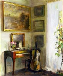 Interior with Cello and Spinet - Carl Holsøe