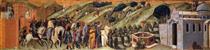Predella Panel. St Albert Presents the Rule to the Carmelites - Пьетро Лоренцетти
