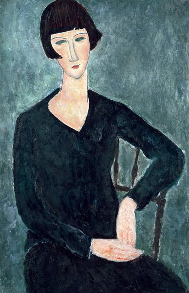 Woman Sitting in Blue Dress, 1917 - 1919 - Амедео Модільяні