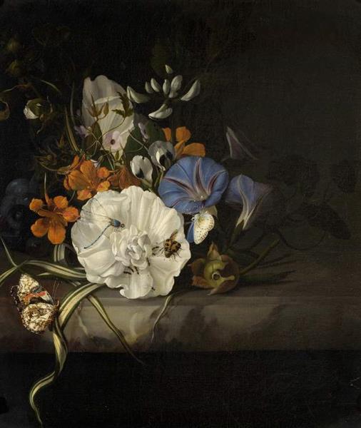 Spray of Flowers with Insects and Butterflies on a Marble Slab, 1690 - Rachel Ruysch