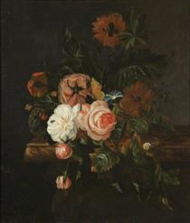 Roses and Poppies and a Snail - Willem van Aelst