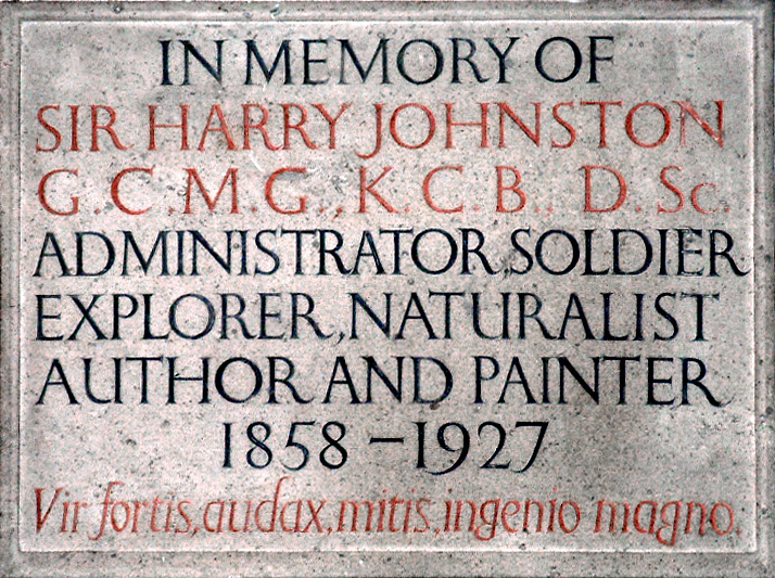 Wall-mounted Memorial Plaque to Sir Harry Johnston - Эрик Гилл