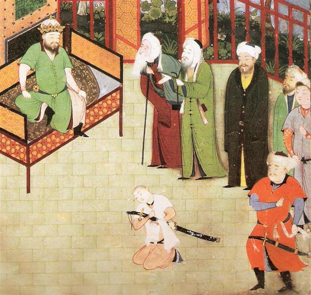 The elders plea with King Hormuzd to forgive his son Khusraw, 1494 - Kamal ud-Din Behzad