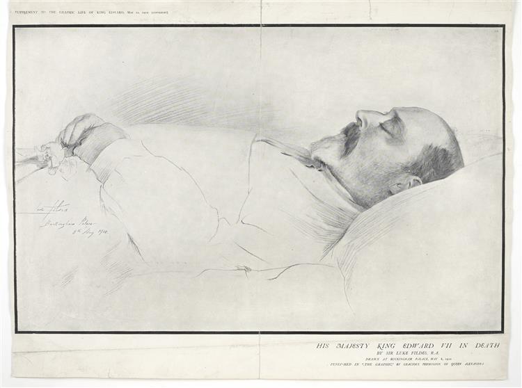King Edward Vii on His Deathbed in Buckingham Palace in 1910 - Luke Fildes