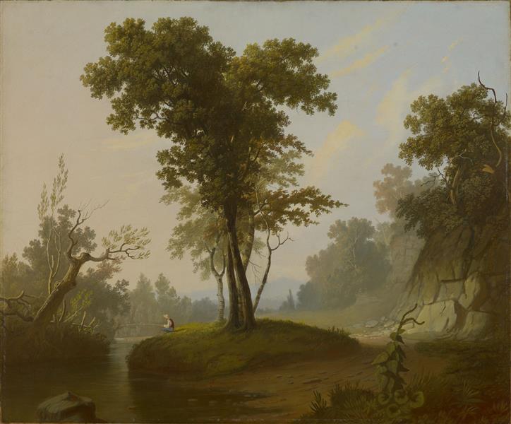 Landscape with Fisherman, 1850 - Джордж Калеб Бингем