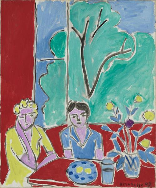 Two Girls, Red and Green Background, 1947 - Henri Matisse