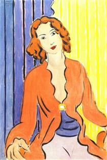 Woman In Blue and Yellow Background - Henri Matisse