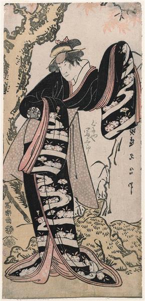 Kabuki Actor Nakayama Tomisaburō I as the Cowherd Ofude in Otokoyama Oedo No Ishizue, 1794 - Тосюсай Сяраку