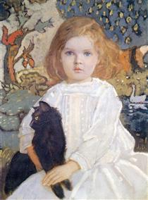 Baba and Billy (portrait of the artist's daughter, Vivian) - John Duncan