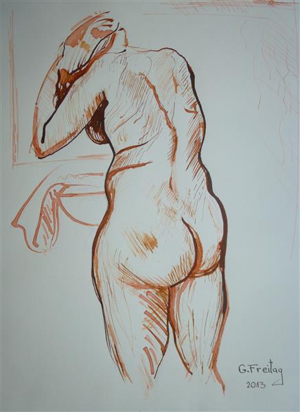 Nude in bathroom 1, 2013 - Gazmend Freitag