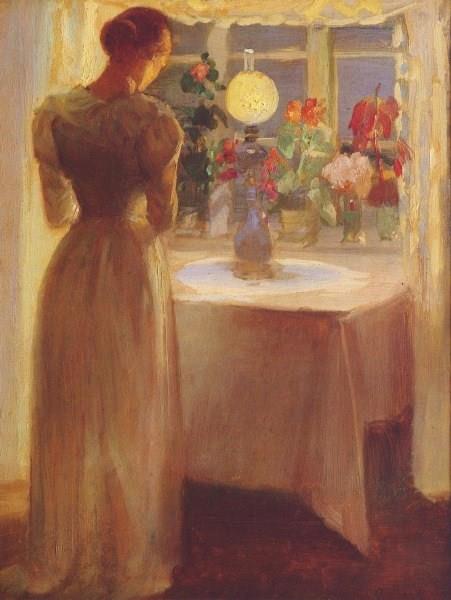 Young Girl Before a Lit Lamp, 1887 - Anna Ancher
