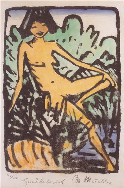 Am Ufer Sitzendes Mädchen, 1926 - Otto Mueller
