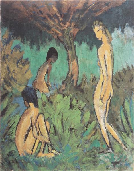 Drei Akte Unter Einem Baum, 1913 - Otto Mueller