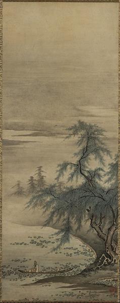 Zhou Maoshu Appreciating Lotuses, c.1450 - Kanō Masanobu
