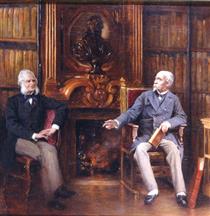 The Duc D'aumale with a Friend in His Study at the Château De Chantilly - Gabriel Ferrier
