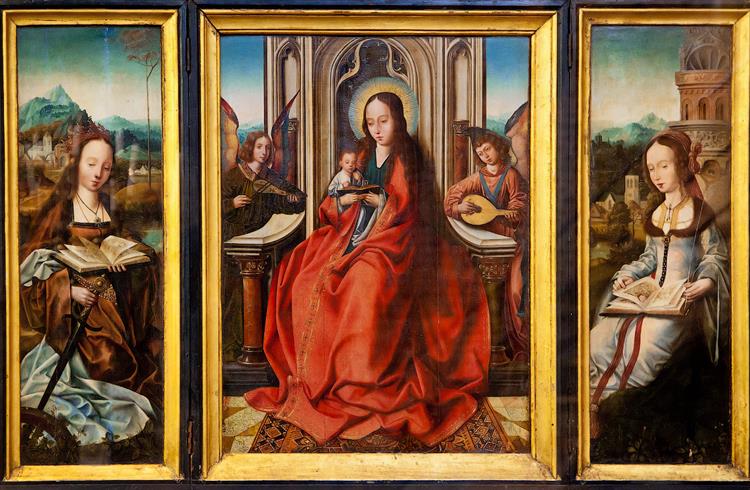 Virgin and Child, Saint Catherine and Saint Barbara, 1510 - Квентін Массейс