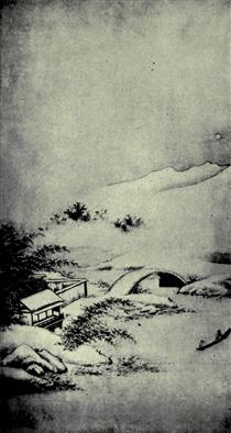 Painting of a Snow Landscape of Japan - 狩野元信