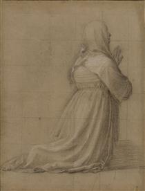Woman Kneeling in Prayer, Seen from Behind (study for the Figure of St Catherine) - Fra Bartolommeo