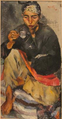 Gypsy woman drinking coffee - Nikola Martinoski