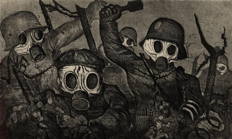 Shock Troops Advance under Gas, 1924 - Отто Дикс