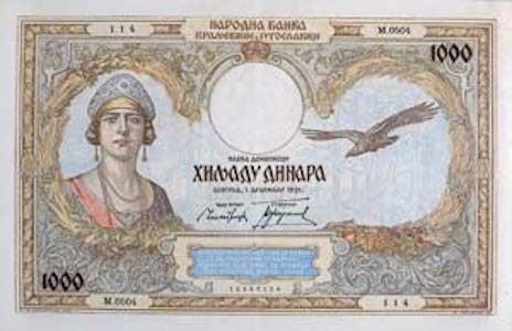 1000 Dinara 1931 (Yugoslavian bank note painted by Paja Jovanovic), 1931 - Пая Йованович
