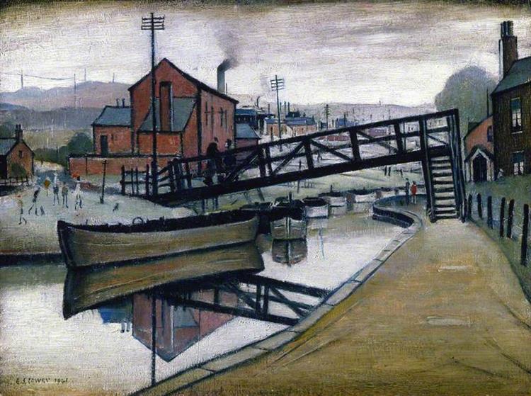 Barges on a Canal, 1941 - Lawrence Stephen Lowry