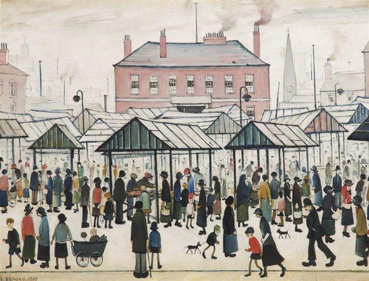 Market Scene, Northern Town, 1939 - Laurence Stephen Lowry