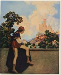 The Knave of Hearts Watching Lady Violetta Depart - Maxfield Parrish