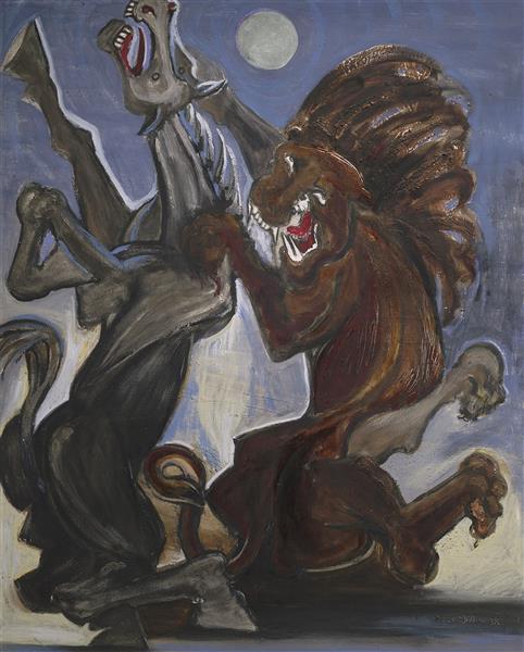Kůň Drásaný Lvem, 1938 - Emil Filla