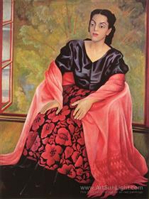 Portrait of Evangelina Rivas de De la Chica, The lady from Oaxaca - 迪亞哥·里維拉