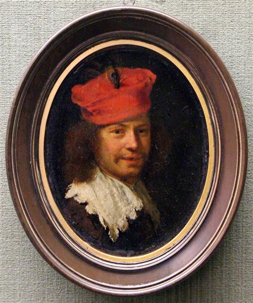 Self-portrait in a Red Beret, 1670 - Франц ван Мирис
