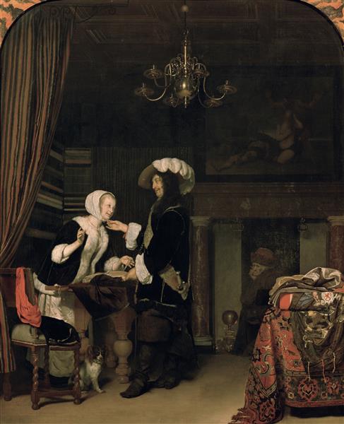 Cavalier in the Shop, 1660 - Frans van Mieris der Ältere