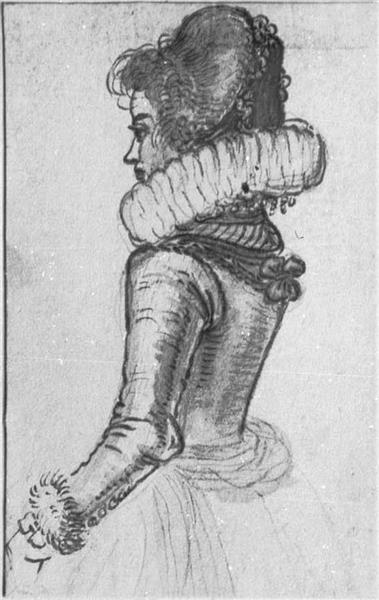 Female Half Figure, Facing Left, Profile, Study, 1634 - Хендрик Аверкамп
