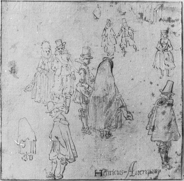 10 Figures in Burger Costume, 1634 - Гендрик Аверкамп