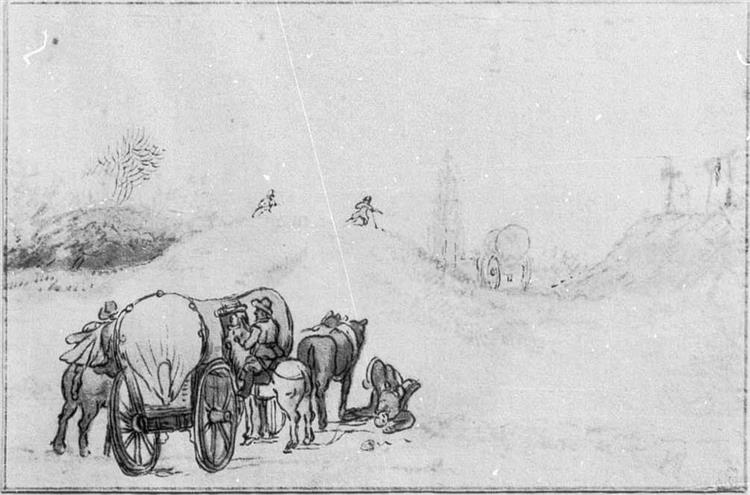 Roofoverval Op Een Wagen, 1634 - Хендрик Аверкамп