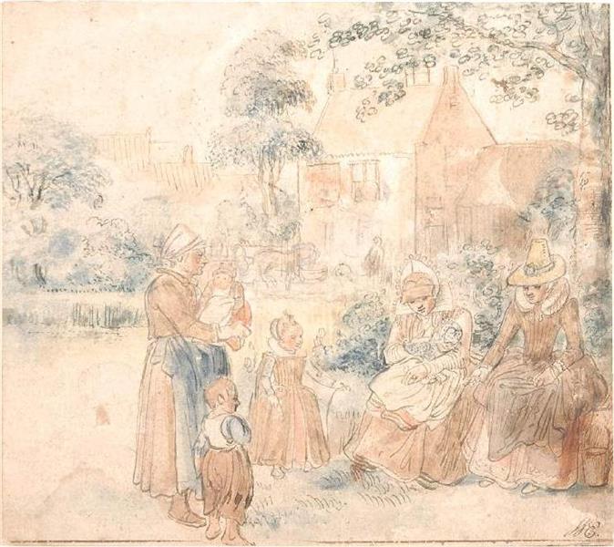 a Family Group in a Garden, 1634 - Гендрик Аверкамп