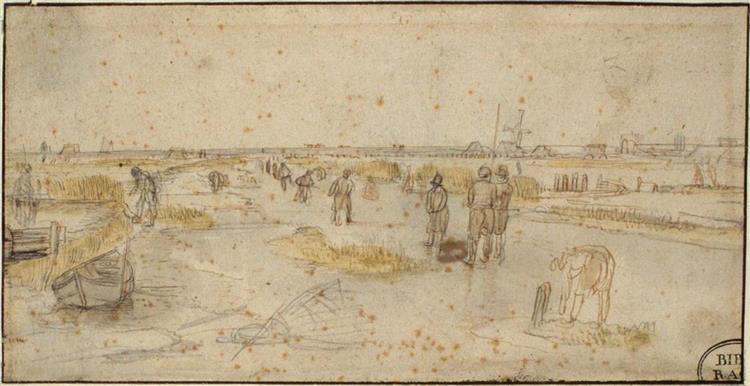 Winter Landscape with Skaters, 1634 - Хендрик Аверкамп