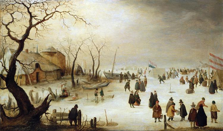 A Winter River Landscape with Figures on the Ice - Хендрик Аверкамп