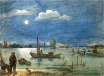 Fishermen by Moonlight. - Гендрик Аверкамп