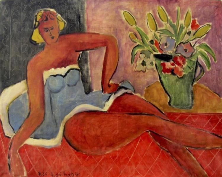 Woman Lying Close to a Vase of Flowers, 1942 - Henri Matisse