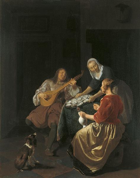 Eating Oysters, 1669 - Jacob Lucasz Ochtervelt