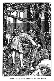 Raphael in the Garden of the Villa. Illustration from a 1914 Edition of Charles Kingsley's 1853 Novel Hypatia - Джон Байем Листон Шоу