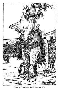 the Elephant and Philammon. Illustration from a 1914 Edition of Charles Kingsley's 1853 Novel Hypatia - Джон Байем Листон Шоу