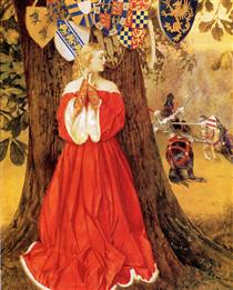 Lancelot Slays the Caitiff Knight Sir Tarquin and Rescues the Fair Lady and the Knight in Captivity - Frank Cadogan Cowper