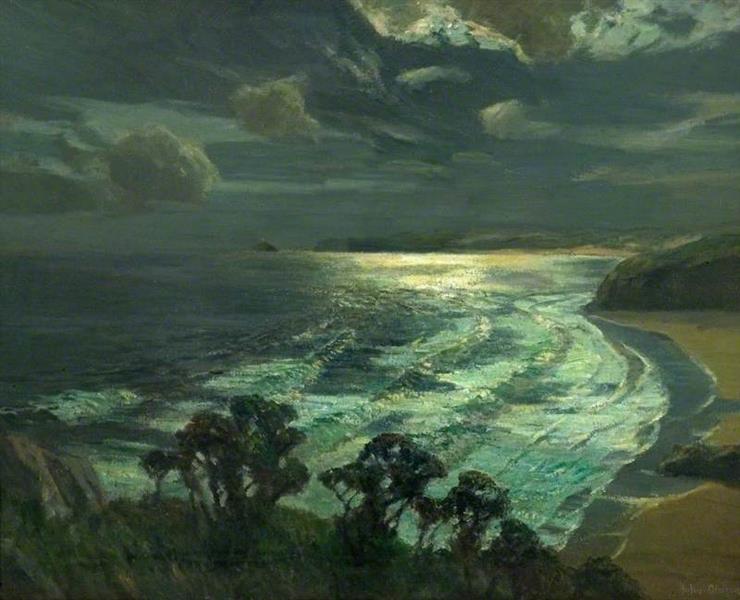 Moonlight, St Ives' Bay, Cornwall, 1937 - Albert Julius Olsson