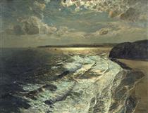 Moonlit Shore - Albert Julius Olsson