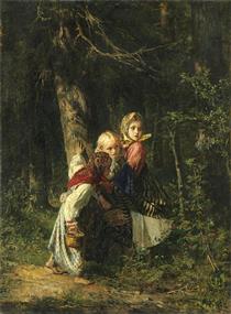 Peasant Girls in the Forest - Алексей Иванович Корзухин